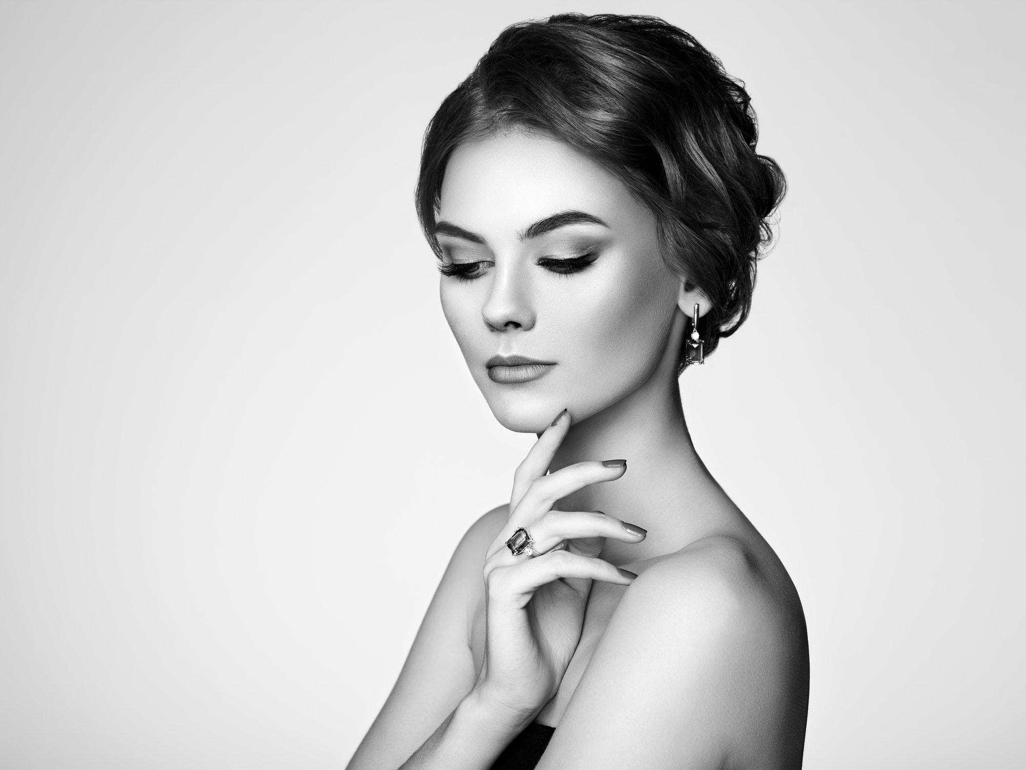Portrait Beautiful Woman with Jewelry
